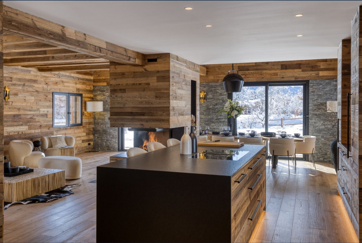 Quarto do chalet em Megève, casa de esqui com zona de bem-estar própria