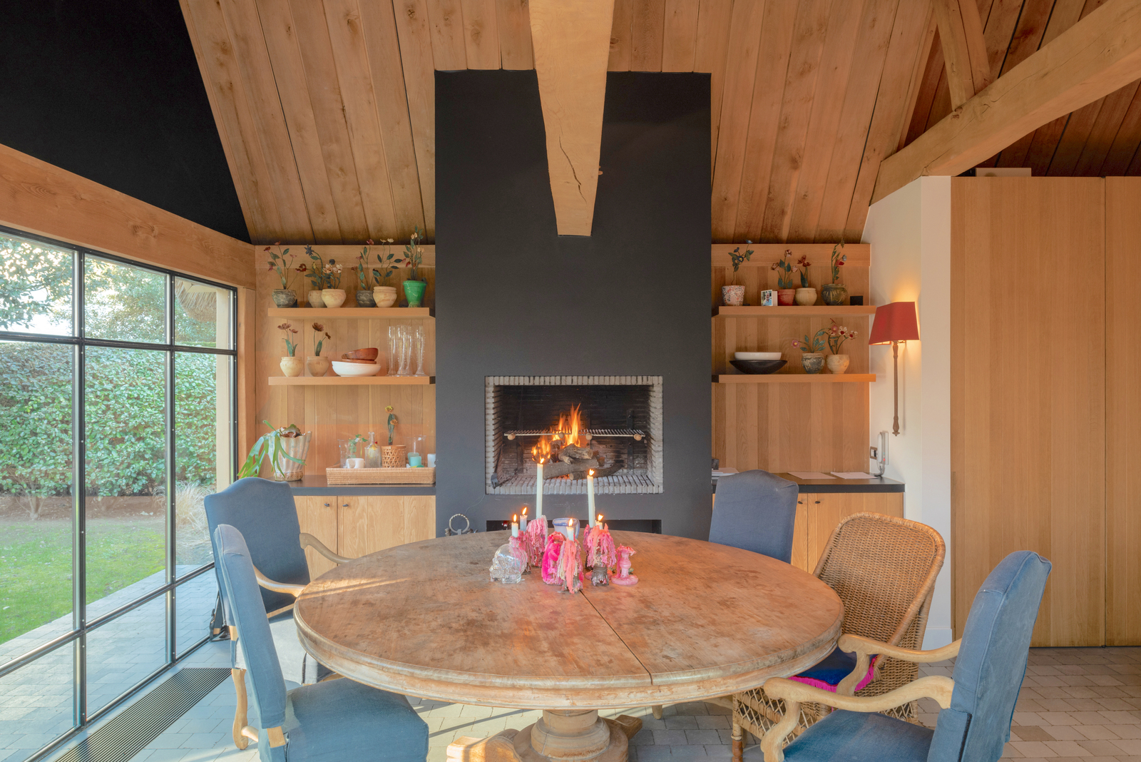 Dining room of the Knokke villa, set for a meal with family or friends