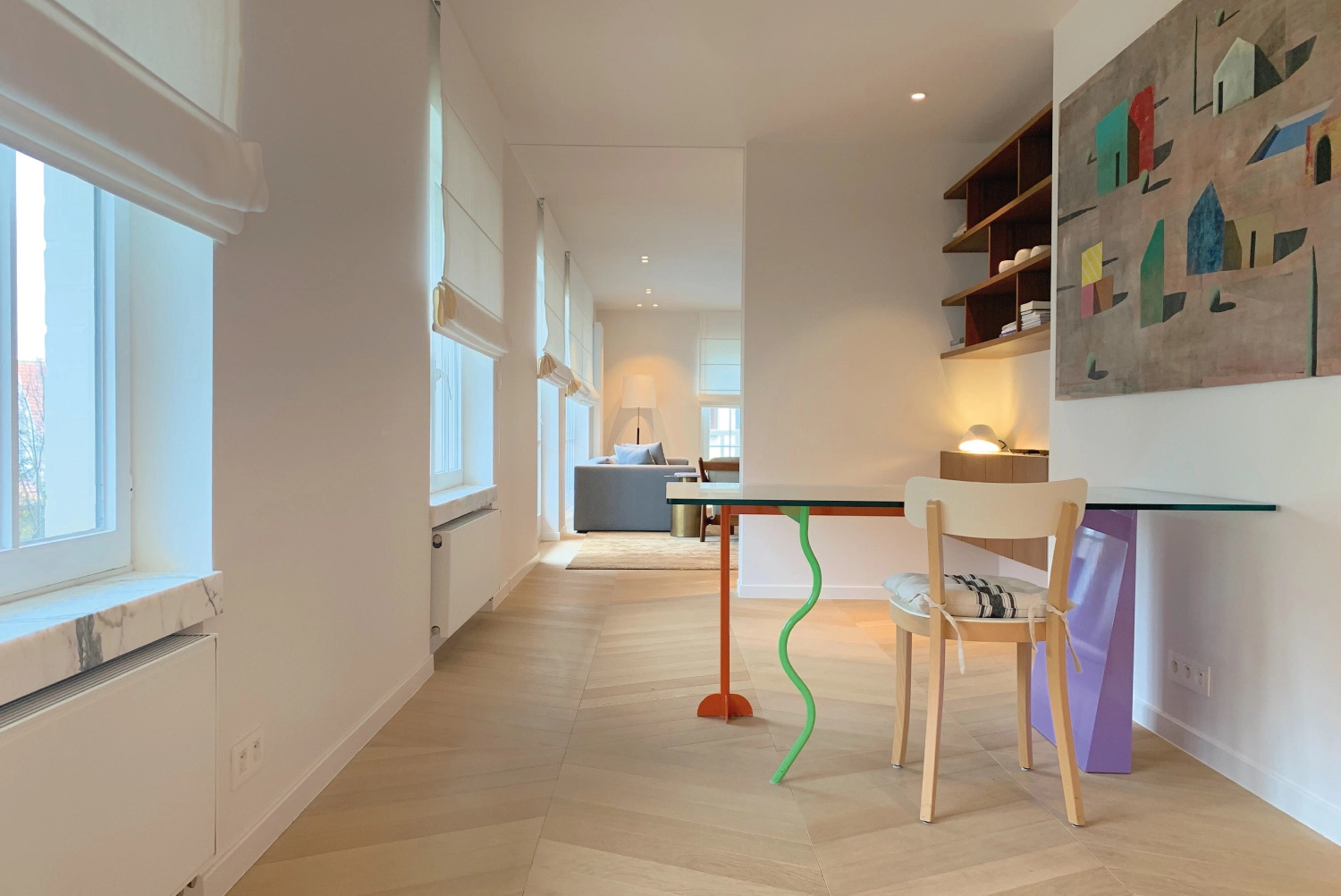 Serene interior of the apartment with high quality finishes